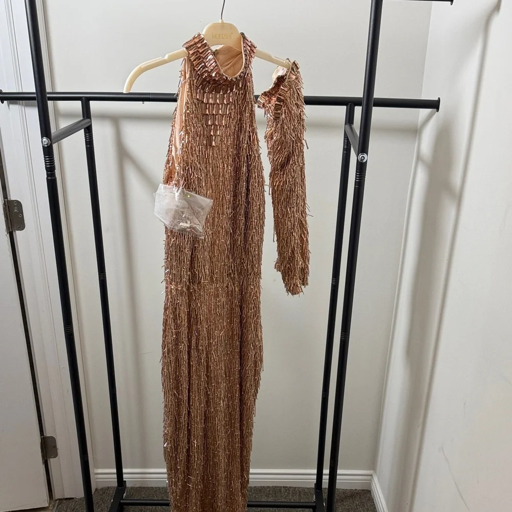 BRAND NEW Albina Dyla Bronze Serenity Gownsize 42 fits like a 4-6-8 Rose Gold - Picture 2 of 6